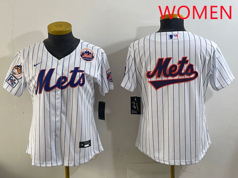 Women New York Mets Blank White Stripe Game 2025 Nike MLB Jersey style 19